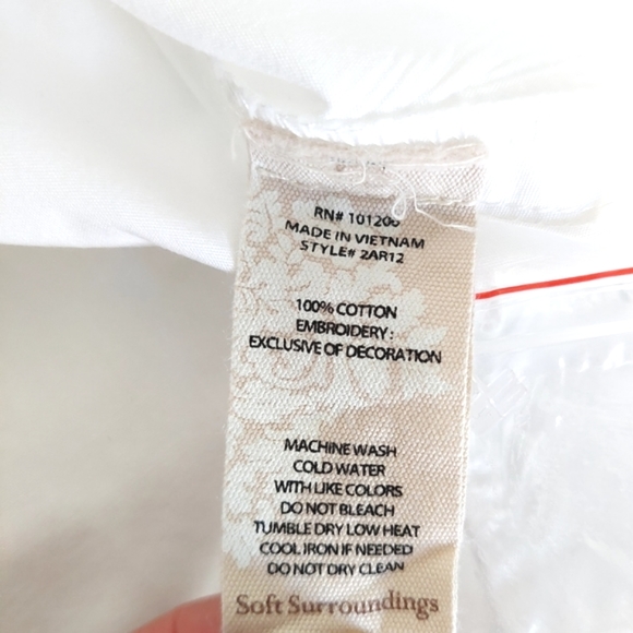 Soft Surroundings Alexandria Tunic White Cotton Blue Floral Embroidery - Size XL - Picture 8 of 8